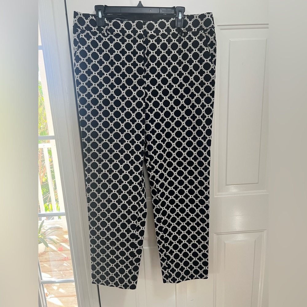 Stylish Black and White Talbots Hampshire Straight Ankle Pants